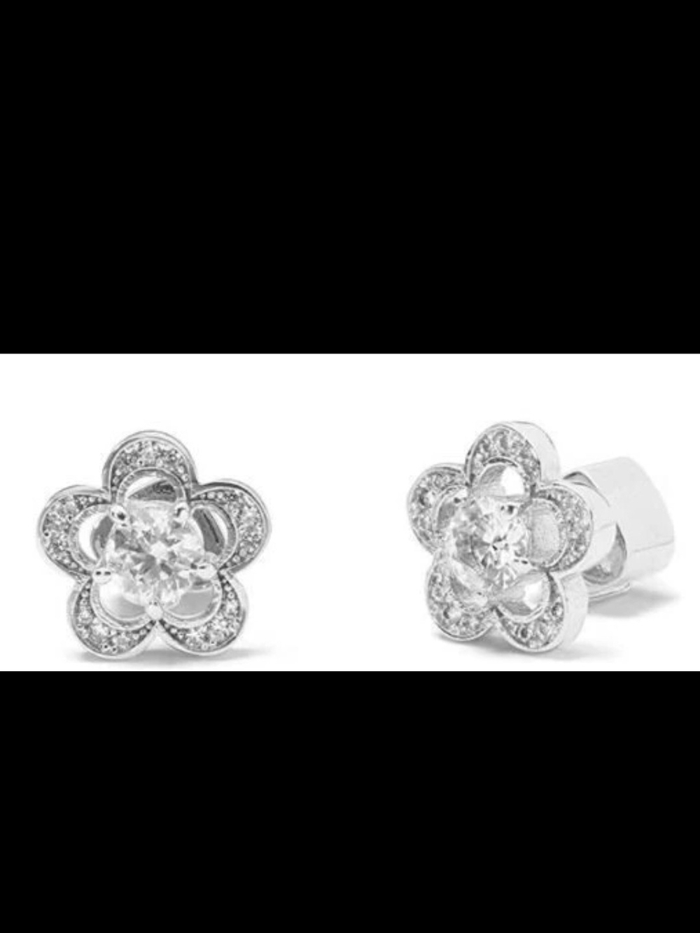 Kate Spade SILVER Jeweled STENCIL Scallop FLOWER Stud Earrings